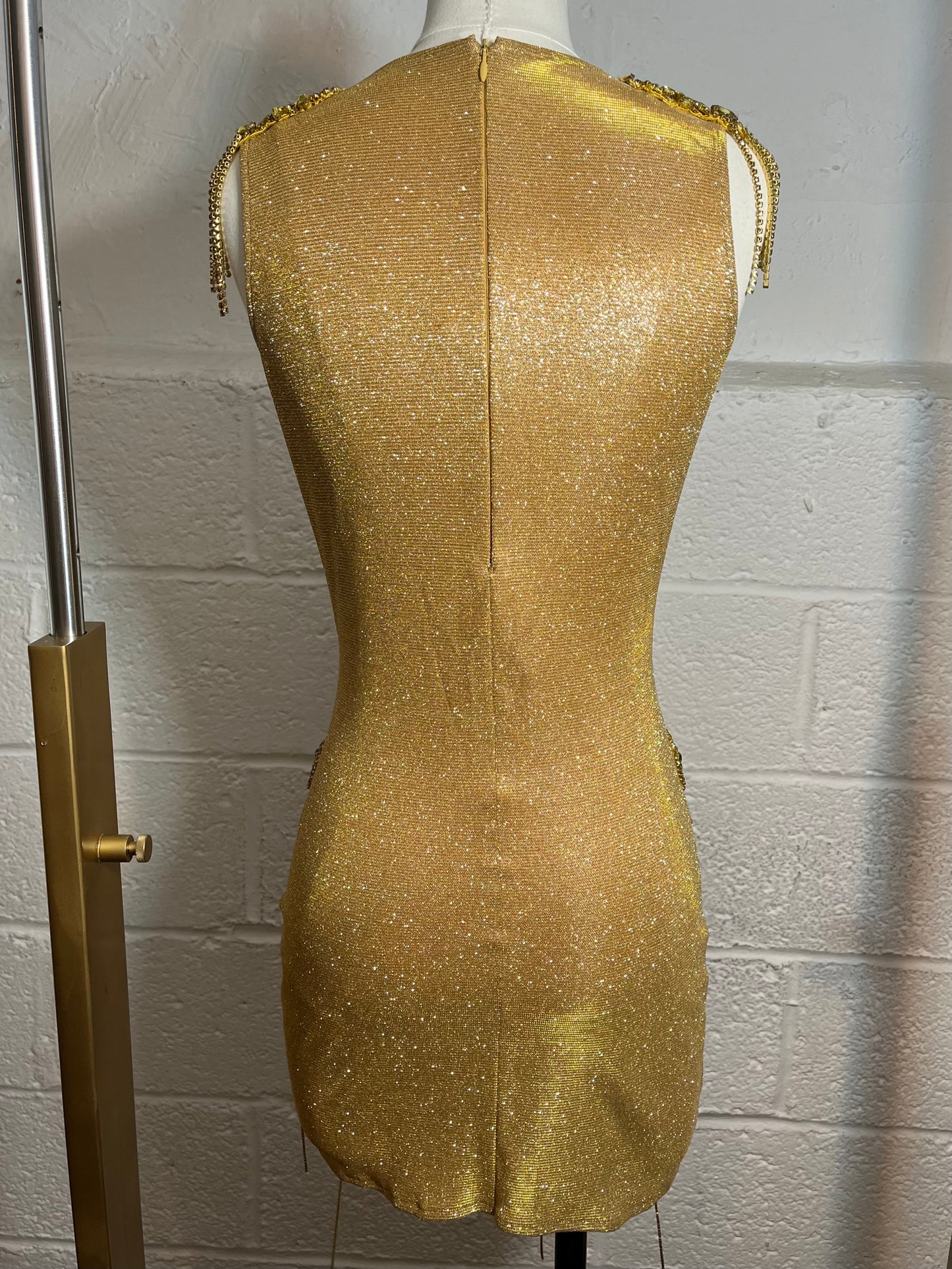 Gold Rhinestone Sample Dress (Ready to Ship)