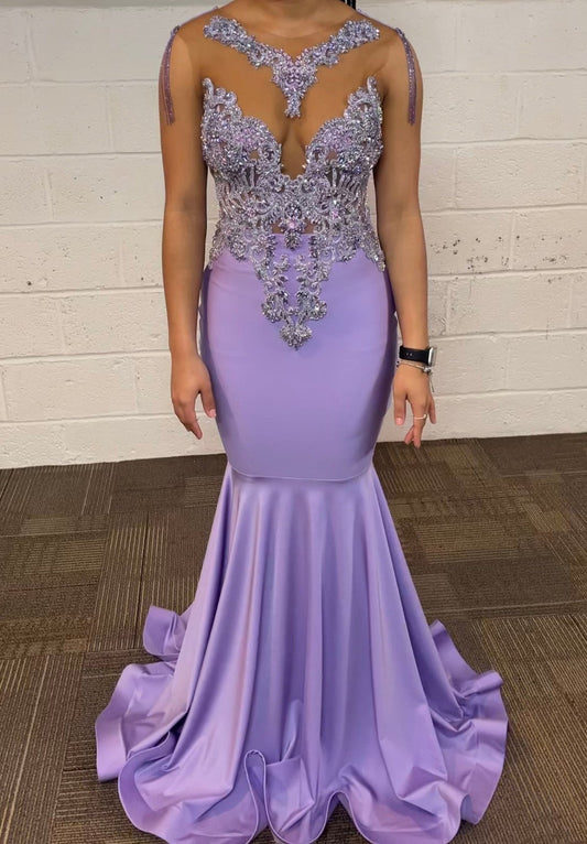 Lavender Rhinestone Mermaid Dress