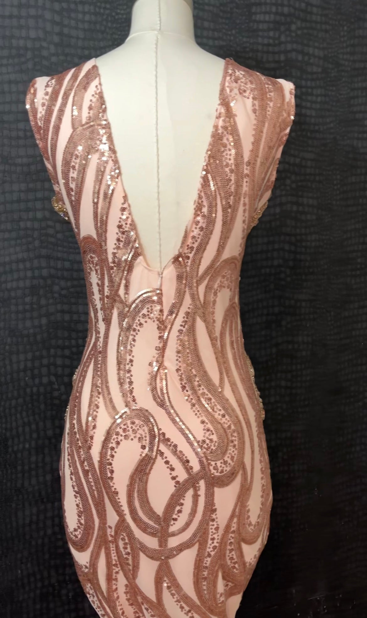 Rose Gold Rhinestone Mermaid Dress