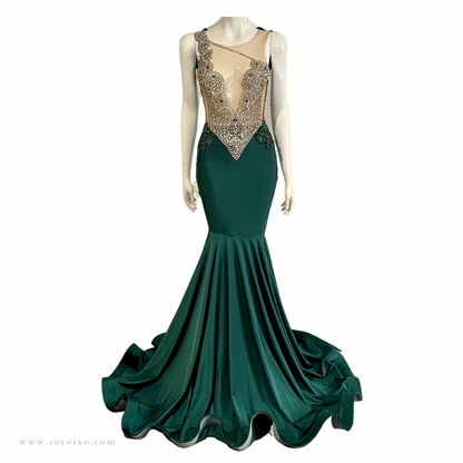 Emerald Rhinestone Mermaid Dress